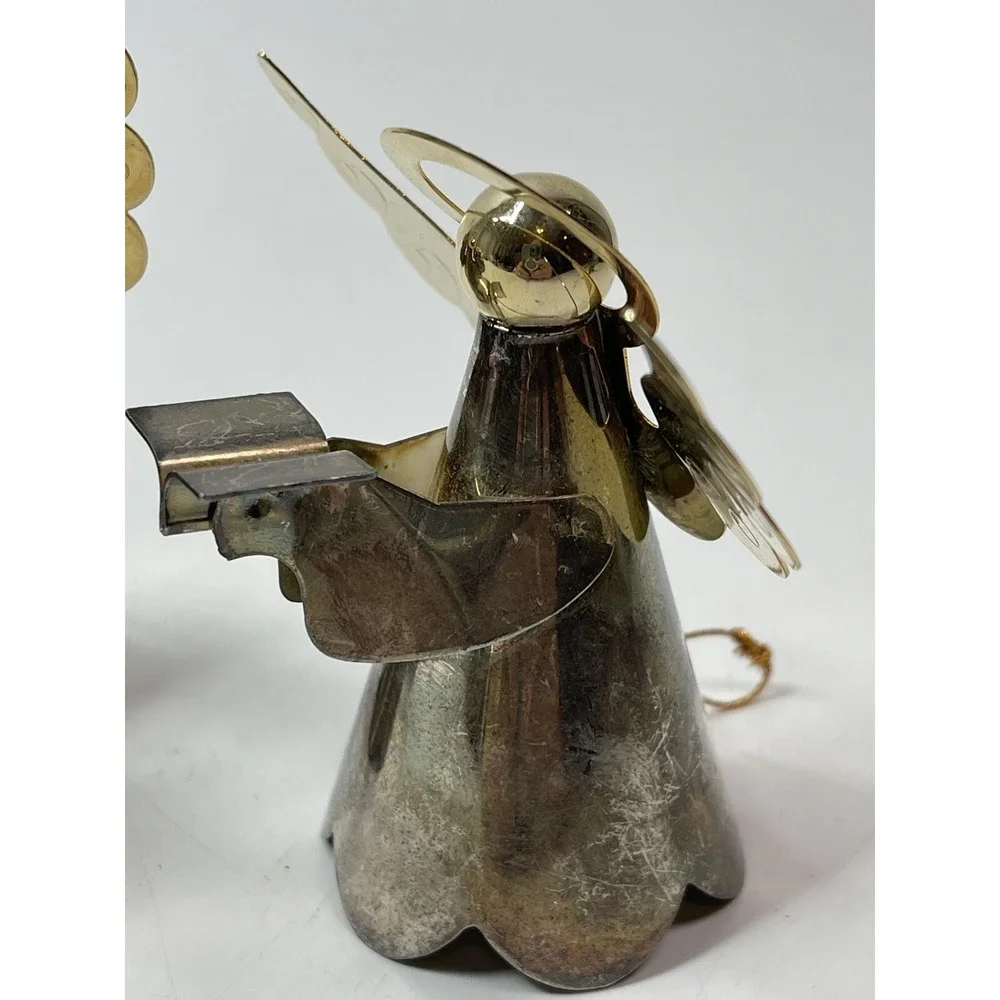 Metal Angel Ornaments Vintage Silver Color Metal Made In Taiwan Color tarnishing